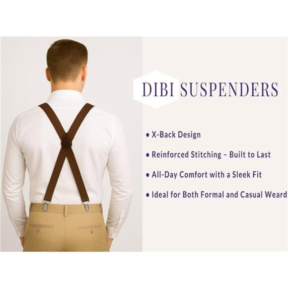 Suspenders for Men, Adjustable X Back 1 inch Wide Suspender 4 Strong Clips - Picture 3 of 7